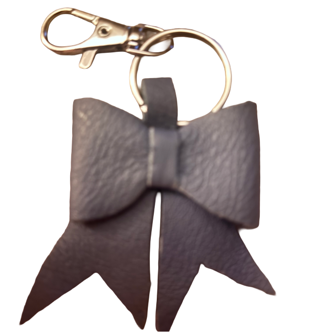 Blue Leather Bow Keychain