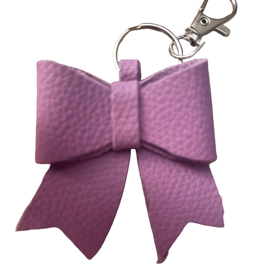 Purple Leather Bow Keychain