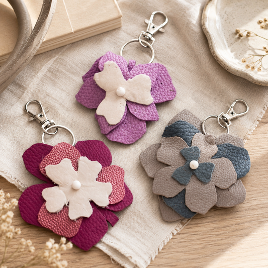 Leather Flower Keychain